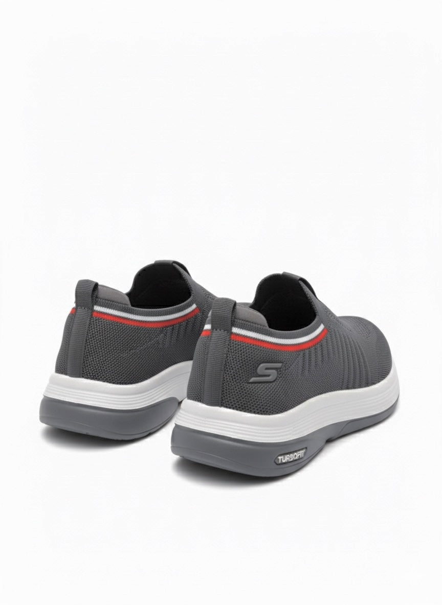 Men's TurboFit Grey Knit Slip-On Casual & Walking Shoes