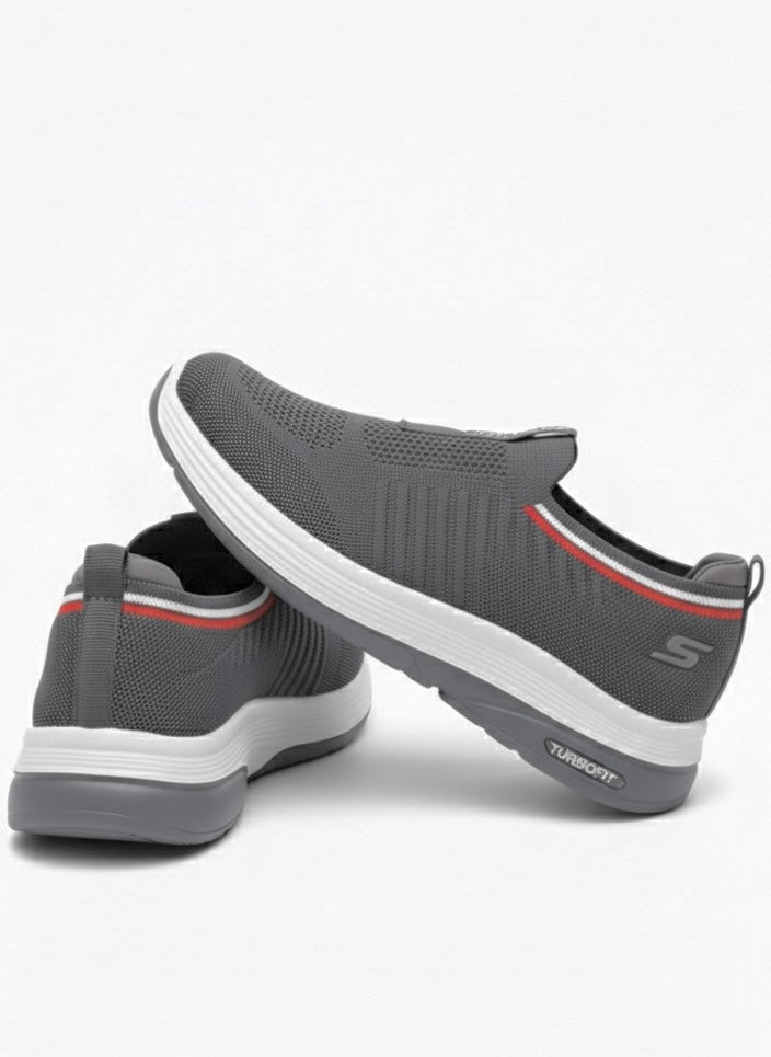 Men's TurboFit Grey Knit Slip-On Casual & Walking Shoes